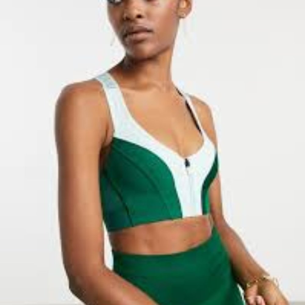 adidas x IVY PARK zip up Bralet top in green tint